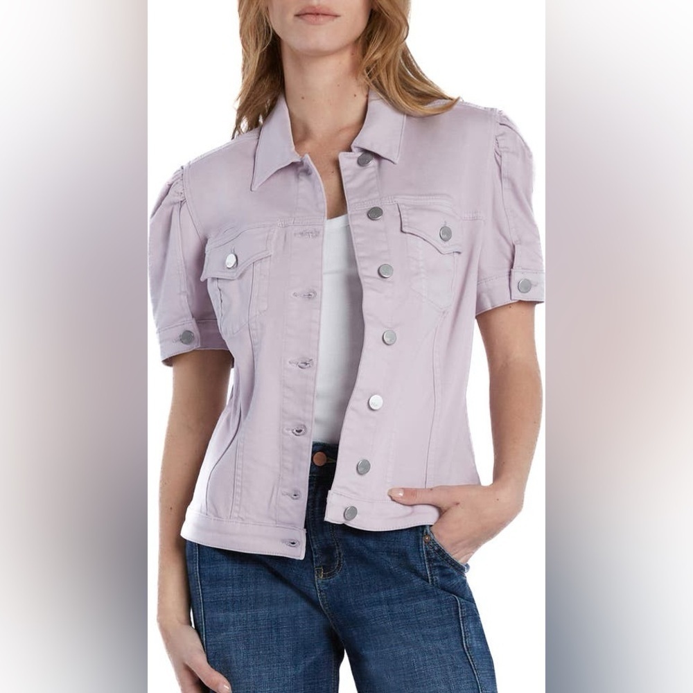 Wash Lab Lavender Puff Short sleeve Button-Up Jacket Size Large